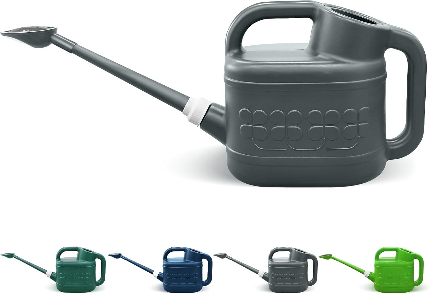 2 Gallon Plastic Watering Can, Large Garden Water Can with Removable Long Spout & Stainless Steel Sprinkler Head for Outdoor Flower Plants