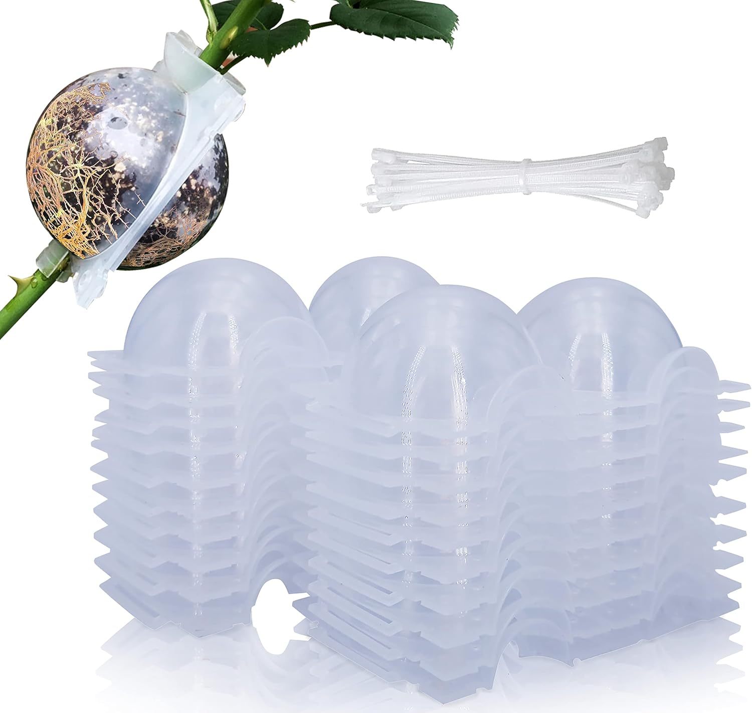 10 PCS Air Layering Propagation Kit, Reusable Clear Grafting Rooting Balls with Zip Ties, Transparent Plant Layering Pods for Fast Plant Rooting & Propagation