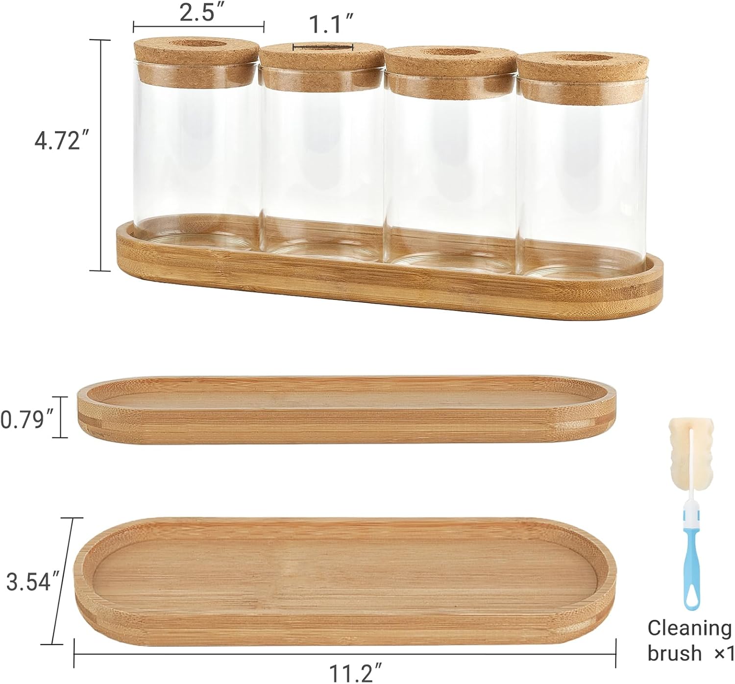 3Pcs Glass Propagation Terrarium with Lid Wooden Stand Desktop Hydroponic Planter Home Decor
