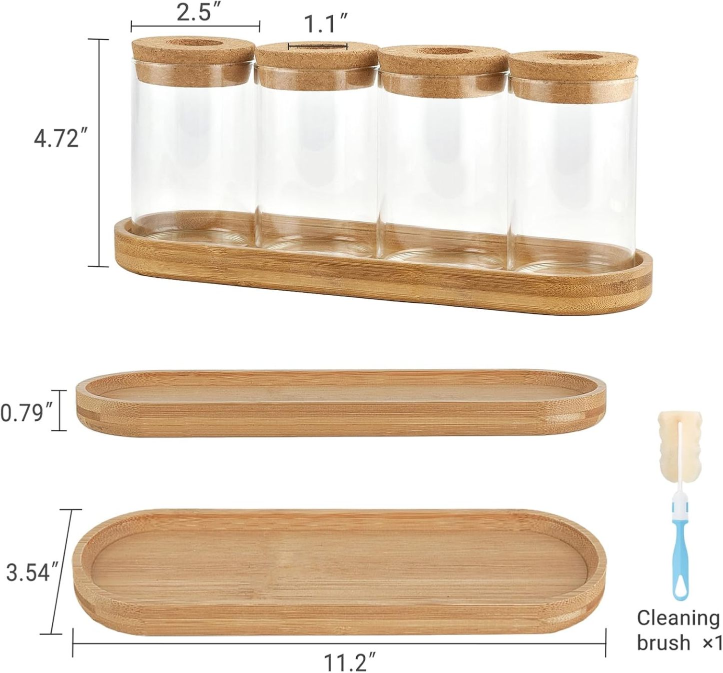 3Pcs Glass Propagation Terrarium with Lid Wooden Stand Desktop Hydroponic Planter Home Decor
