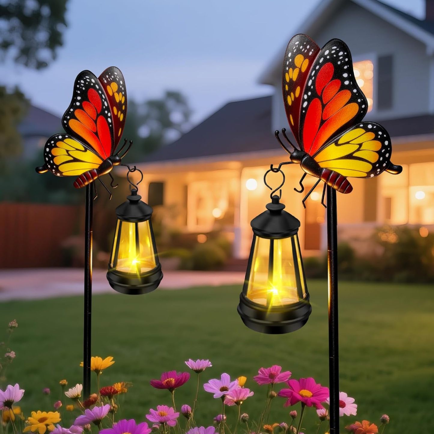 Waterproof Solar Butterfly Stake Lights, 32.28 Inch Metal Garden Decor Lights, Outdoor Decorative Lamps for Yard Patio Porch Lawn, Ideal Birthday Gifts for Mom & Women