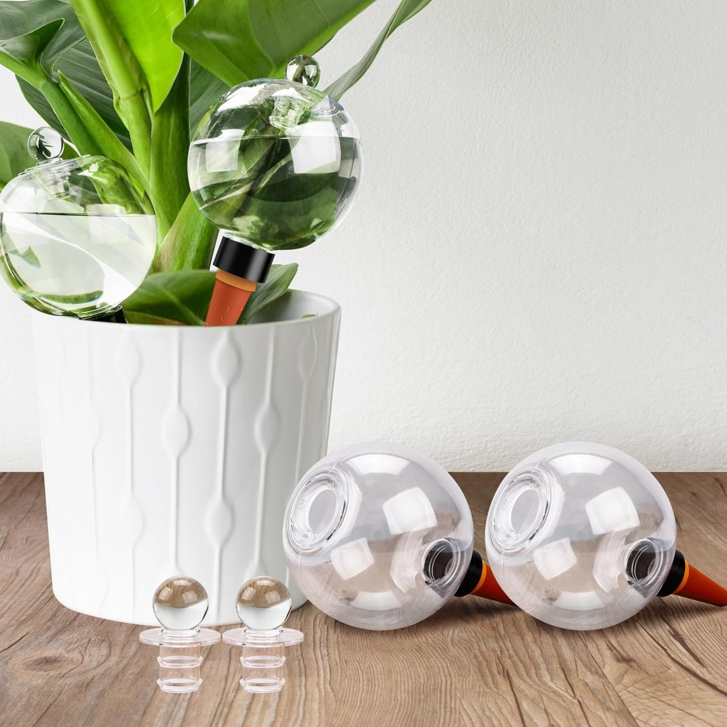 2 Pack 19oz Extra Large Top-Fill Self Watering Plant Globes, Slow Release Plastic Water Bulbs, Automatic Watering Stakes for Indoor Outdoor Plants