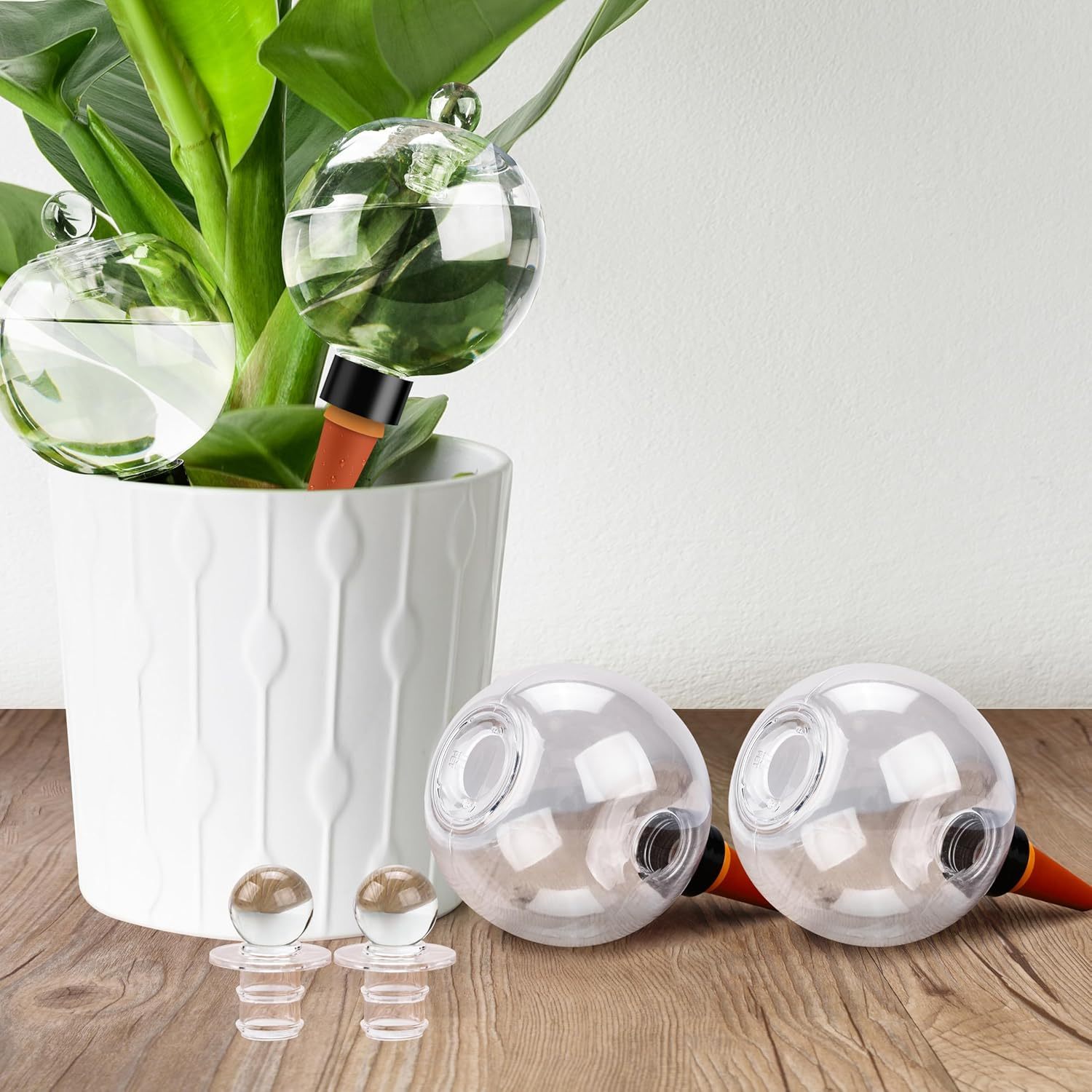 2 Pack 19oz Extra Large Top-Fill Self Watering Plant Globes, Slow Release Plastic Water Bulbs, Automatic Watering Stakes for Indoor Outdoor Plants