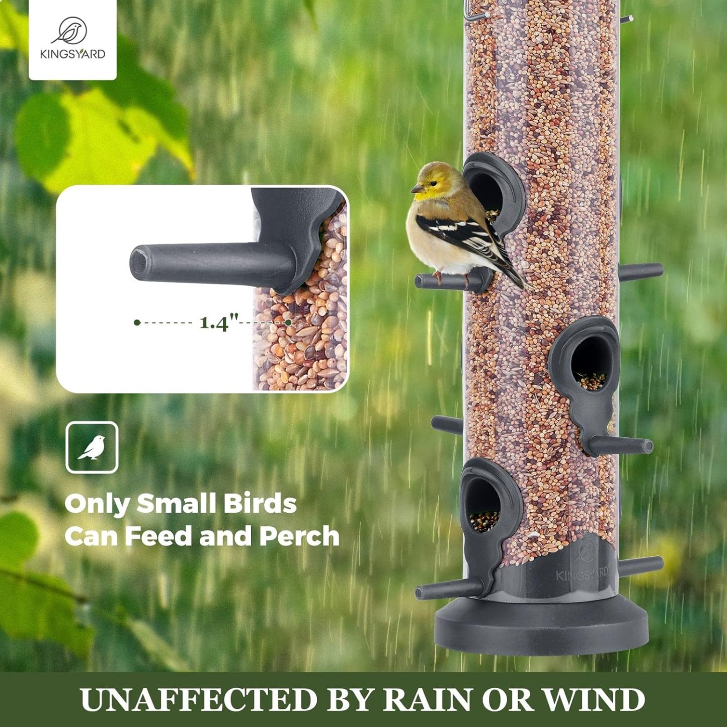 2 Pack Tube Bird Feeders 6 Feeding Ports Outdoor Hanging, Weatherproof Hard Plastic Wild Bird Feeder with Steel Hanger for Garden Yard