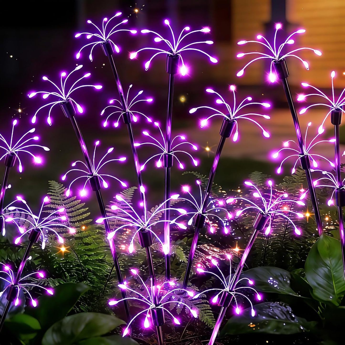 4 Pack Solar Firework Garden Lights, 2-Layer Swaying Starburst Fairy Lights, Waterproof Outdoor Decor for Yard Patio Pathway Lawn