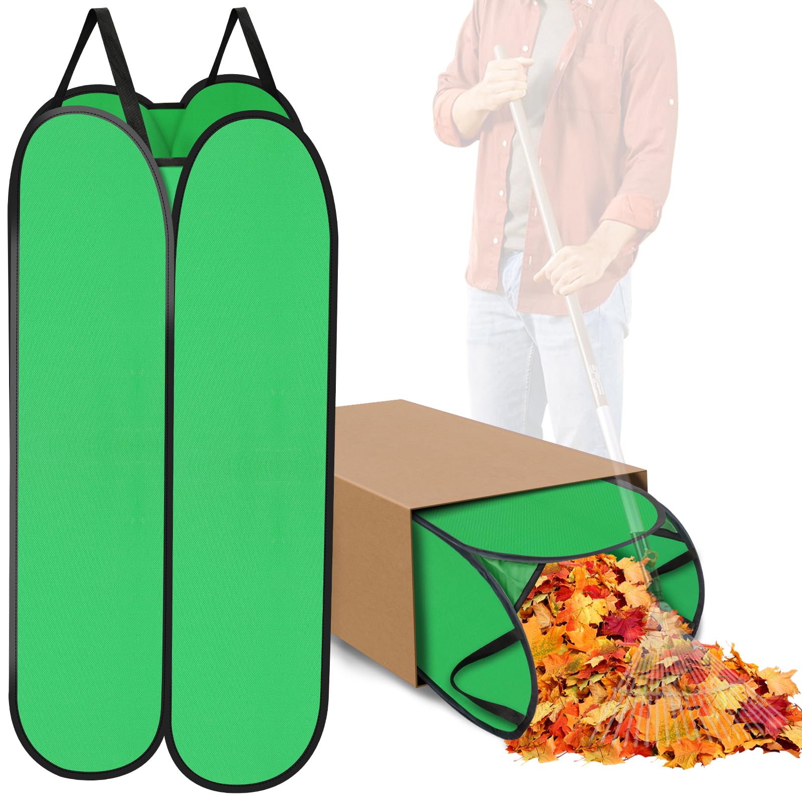 2 Pack Pop-Up Leaf Bag Holder | Reusable Funnel Chute for Easy Yard Waste & Leaf Collection
