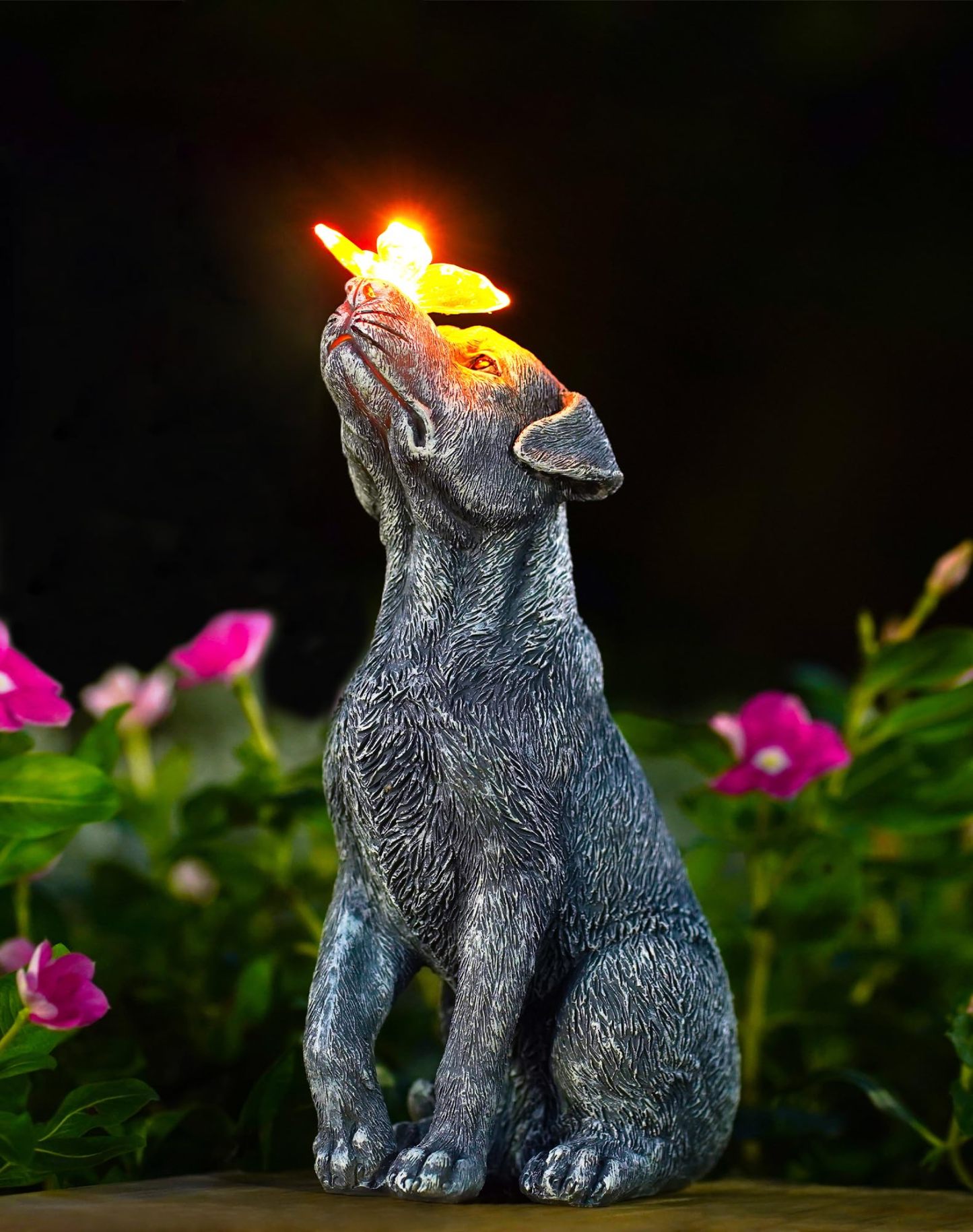 Solar Butterfly Dog Statue, Outdoor Garden Decor Figurine, Perfect Birthday Gift for Mom Dad, Cute Yard & Patio Decoration Ornament