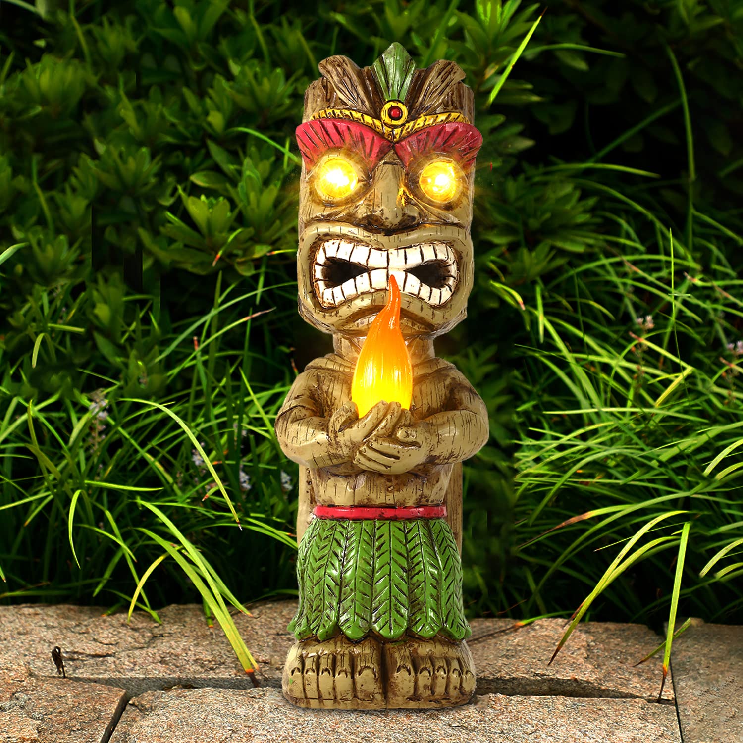 Solar Torch Tiki Garden Statue