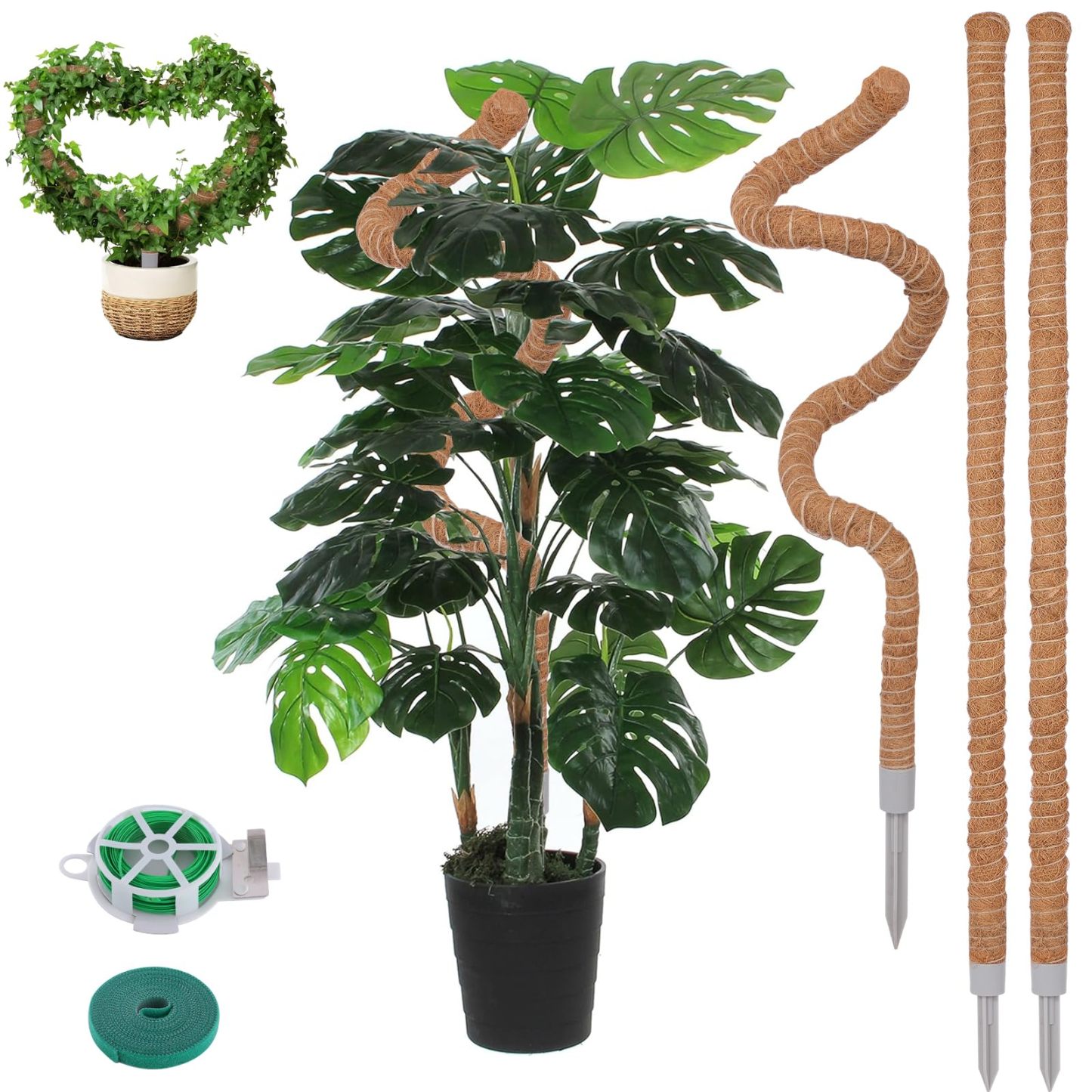 3 Pack 50 Inch Tall Coco Coir Moss Poles, Sturdy Climbing Plant Support Stakes for Monstera, Pothos, Philodendron and Indoor Tropical Plants