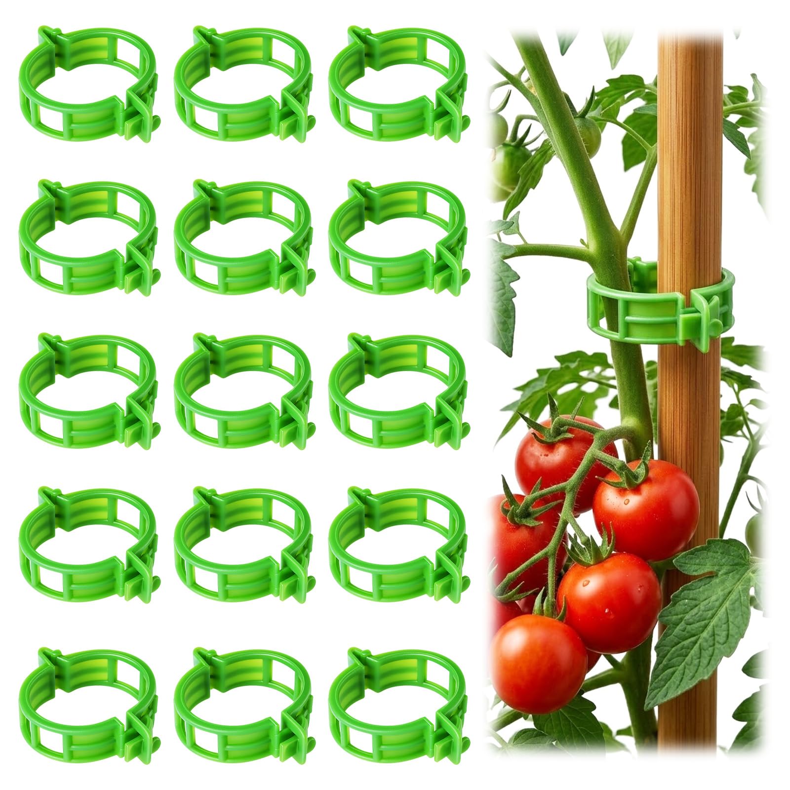 100 Pack Plastic Plant Support Clips, Reusable Garden Trellis Clips for Tomato, Grape Vines & Vegetable Plants Upright Growth
