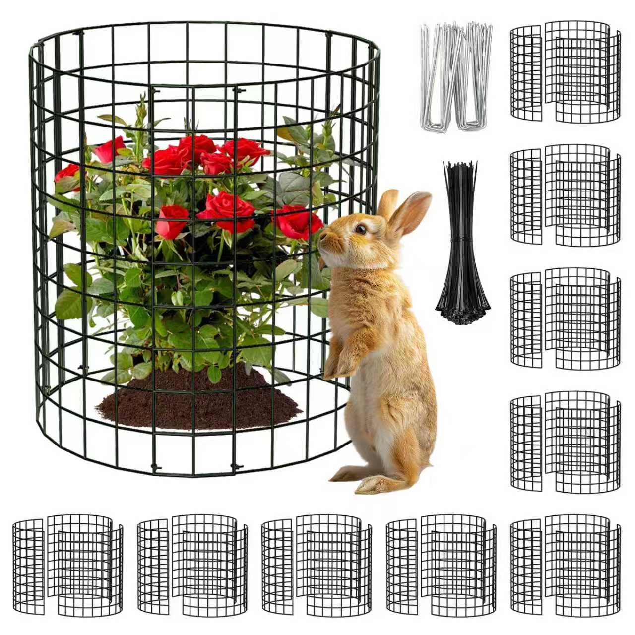 10 Packs Round Metal Plant Protector, Wire Mesh Garden Plant Cages, Outdoor Plant Barrier to Block Rabbits, Chickens and Ducks, Reusable Garden Protection for Vegetables, Flowers, Shrubs, 12'' x 12''