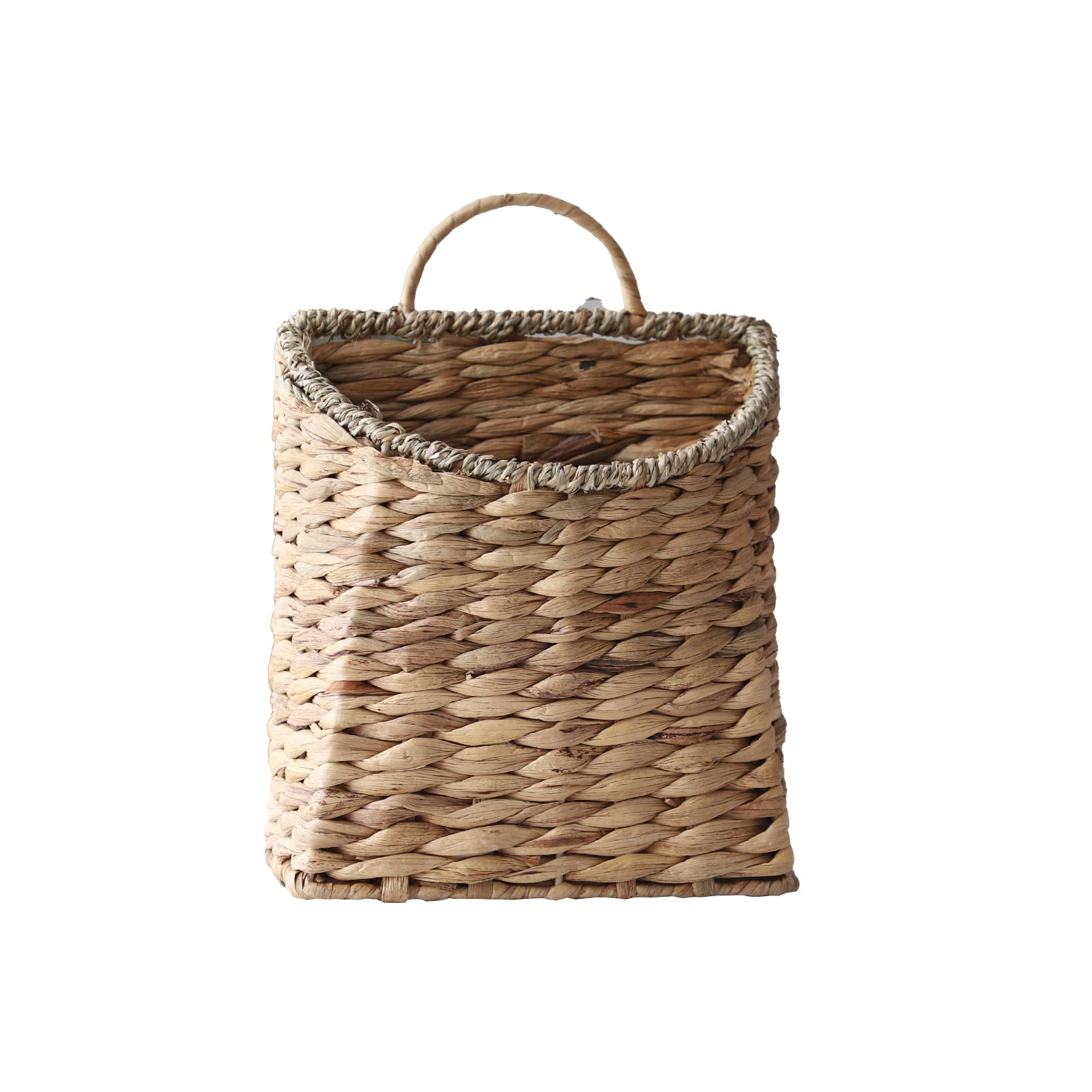 Water Hyacinth Woven Hanging Basket, Seagrass Mouth Handwoven Wicker Wall Basket, Rustic Farmhouse Home Garden Decor