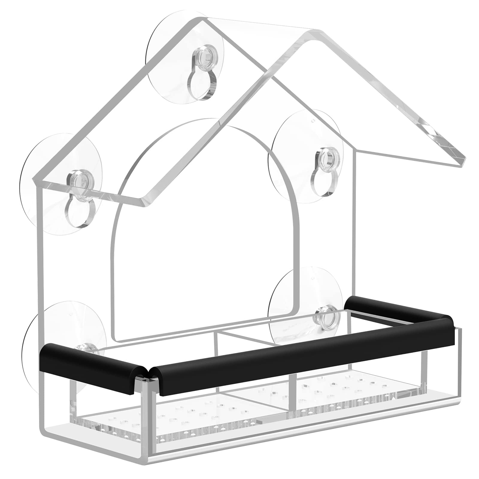 Clear Window Bird Feeder with 5 Extra Strong Suction Cups, Sturdy Acrylic Outdoor Bird Feeder for Wild Bird Watching, Garden Decor & Bird Lover Gift