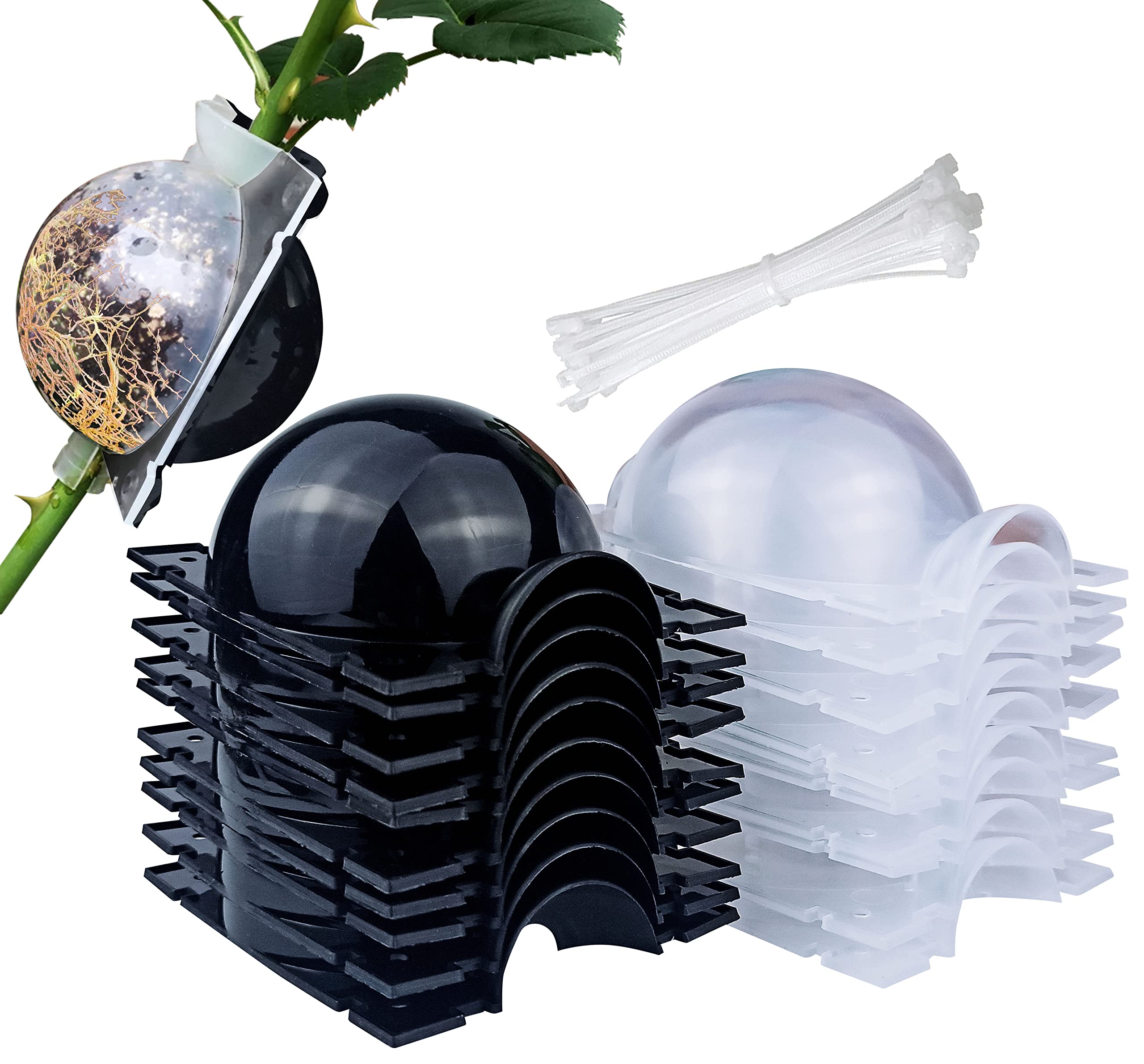 10 PCS Air Layering Propagation Kit, Reusable Clear Grafting Rooting Balls with Zip Ties, Transparent Plant Layering Pods for Fast Plant Rooting & Propagation