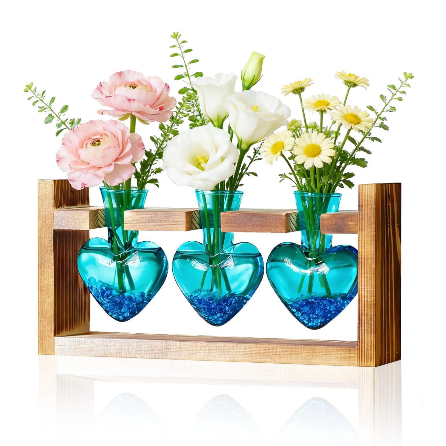 Plant Terrarium Propagation Station, 3 Bulb Glass Vases with Wooden Stand, Mothers Day Gifts for Mom Plant Lovers Women Wife Daughter, Tabletop Hydroponic Planter for Home Garden Decor
