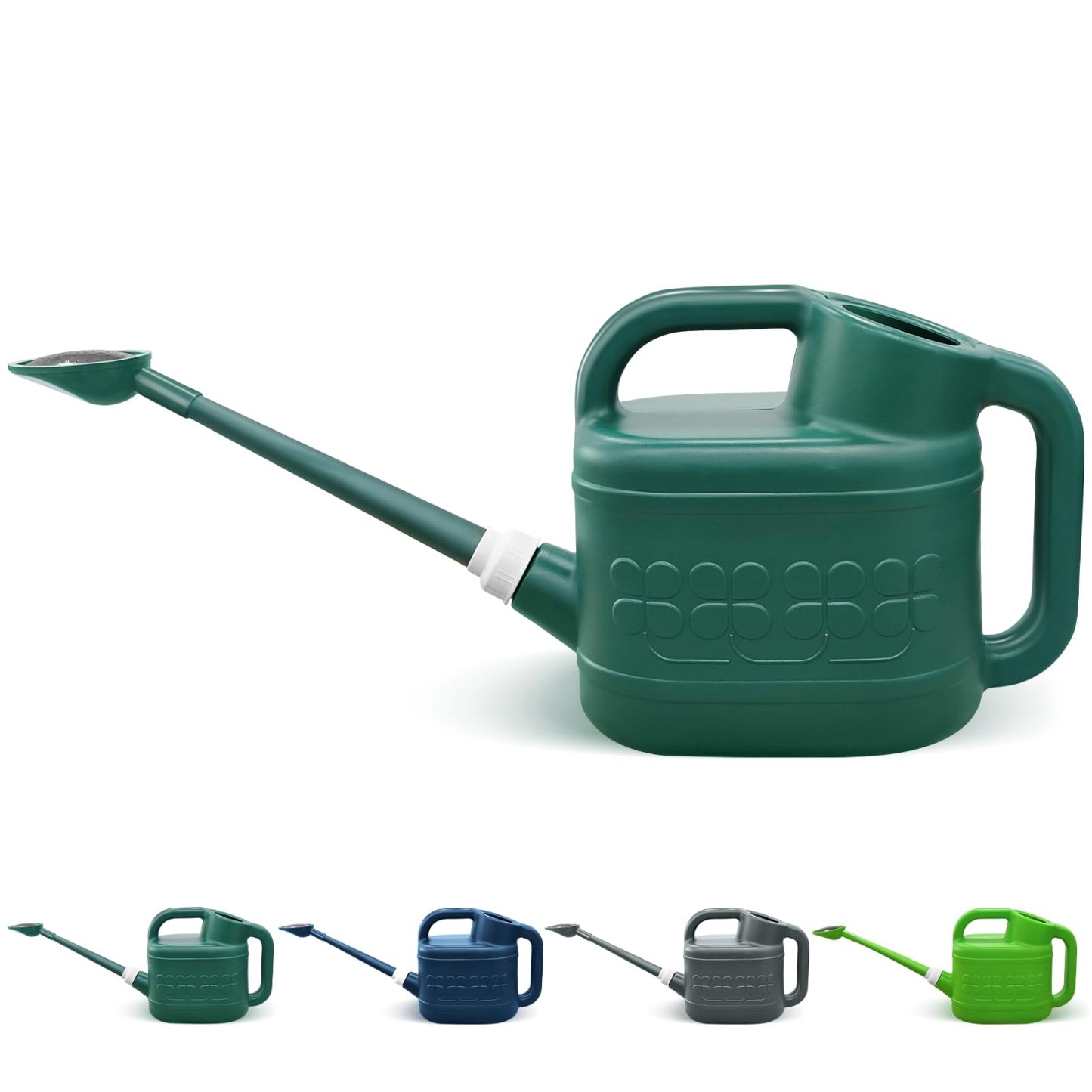 2 Gallon Plastic Watering Can, Large Garden Water Can with Removable Long Spout & Stainless Steel Sprinkler Head for Outdoor Flower Plants
