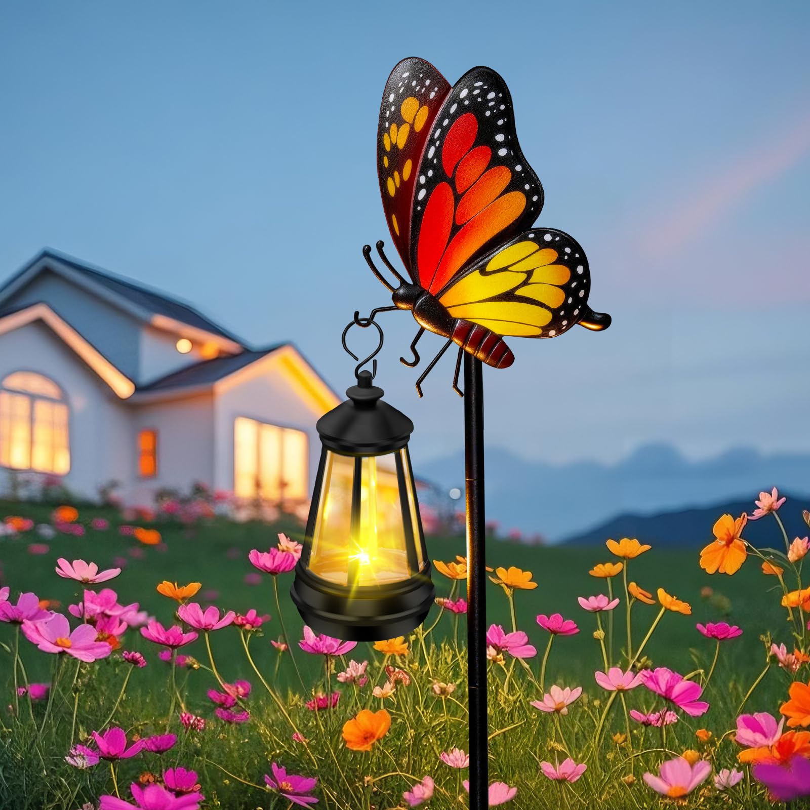 Waterproof Solar Butterfly Stake Lights, 32.28 Inch Metal Garden Decor Lights, Outdoor Decorative Lamps for Yard Patio Porch Lawn, Ideal Birthday Gifts for Mom & Women