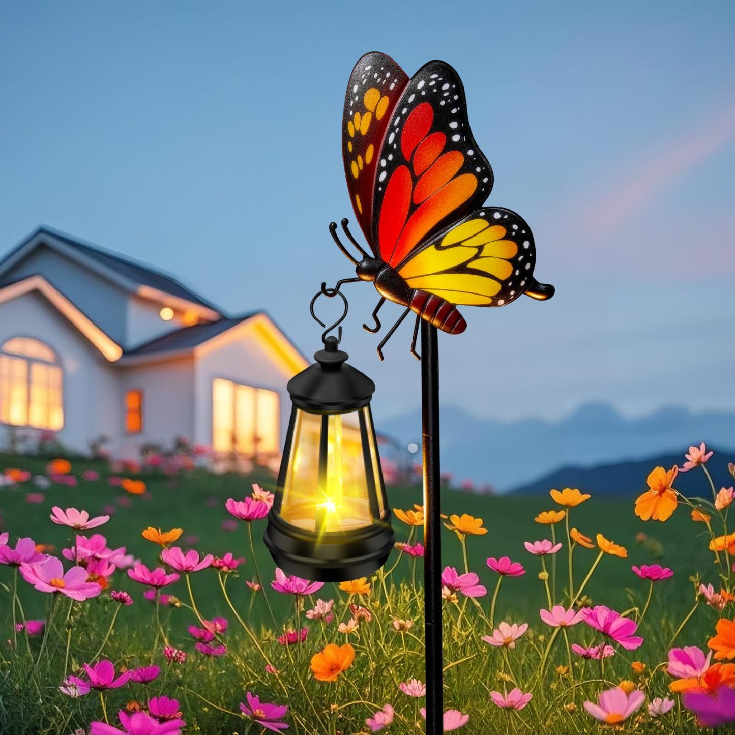 Waterproof Solar Butterfly Stake Lights, 32.28 Inch Metal Garden Decor Lights, Outdoor Decorative Lamps for Yard Patio Porch Lawn, Ideal Birthday Gifts for Mom & Women