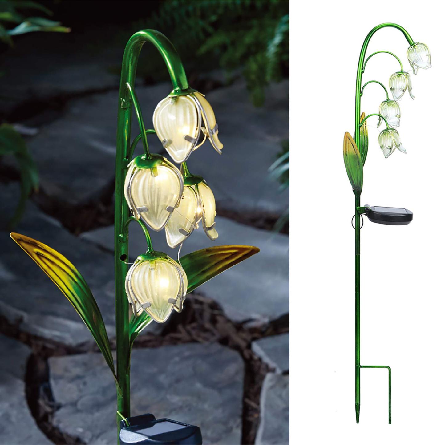 Solar Powered Glass Flower Stake Lights, Outdoor Decor for Yard, Lawn, Backyard & Landscape