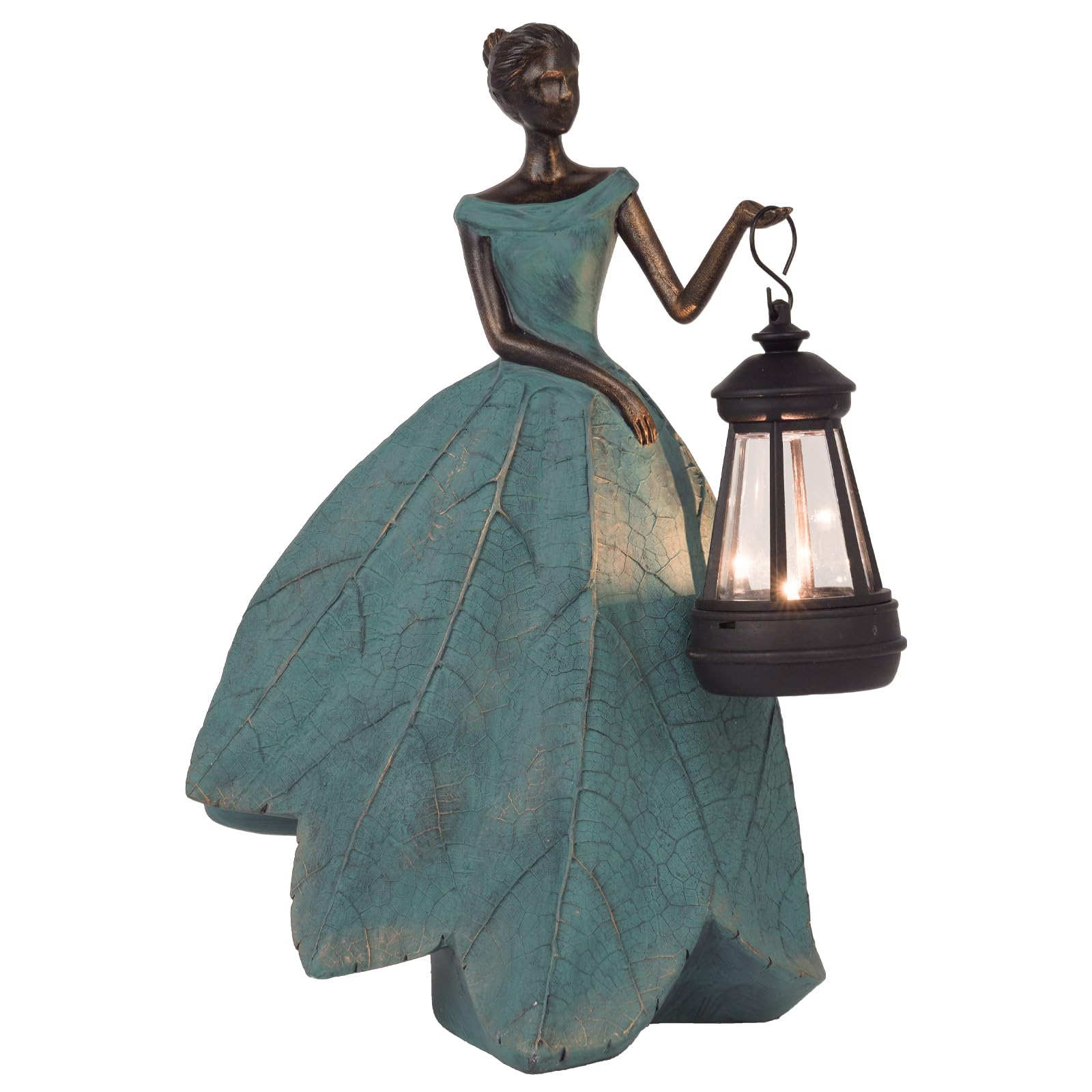 Solar Powered Fairy Statue with LED Lights, Resin Outdoor Garden Figurine Decor for Yard Patio Lawn, Unique Housewarming & Gardening Gifts for Mom & Women, 7.4×5.3×12 In