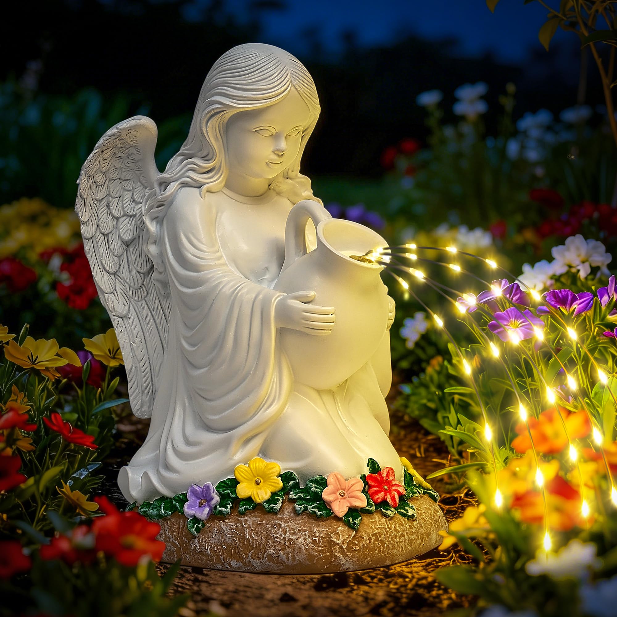 Solar Angel Garden Statue with LED Lights, Waterproof Outdoor Angel Figurine Decor for Yard Patio Lawn Balcony, Ideal Birthday & Christmas Gifts for Mom & Women