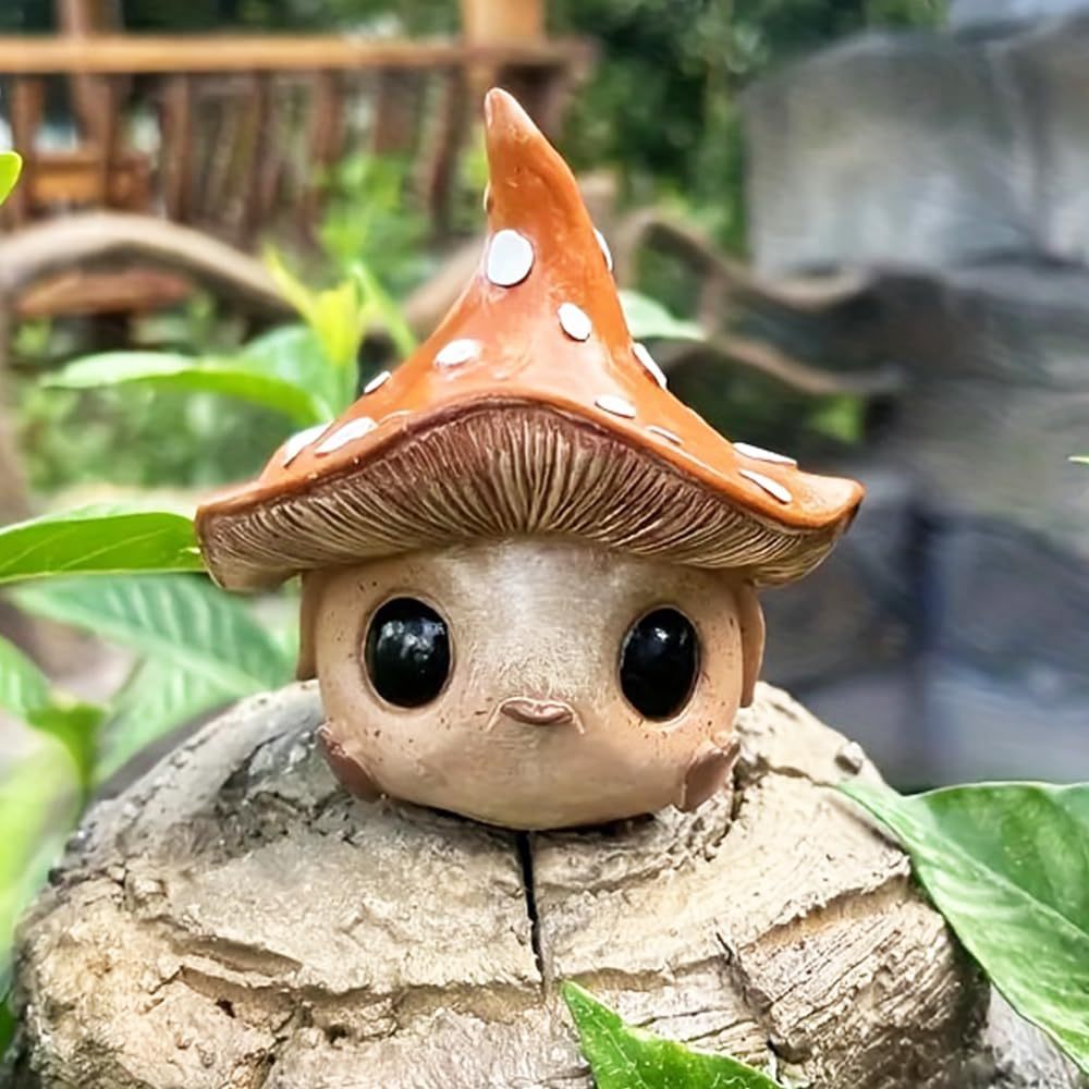 Mushroom Garden Gnome Statue, Waterproof Outdoor Figurine Ornament for Yard Patio Lawn Balcony Fairy Garden Desk Decor, Perfect Birthday & Mother’s Day Gifts for Mom Grandma Women
