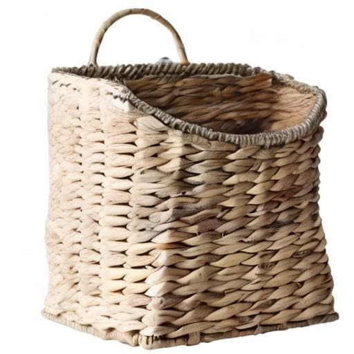 Water Hyacinth Woven Hanging Basket, Seagrass Mouth Handwoven Wicker Wall Basket, Rustic Farmhouse Home Garden Decor