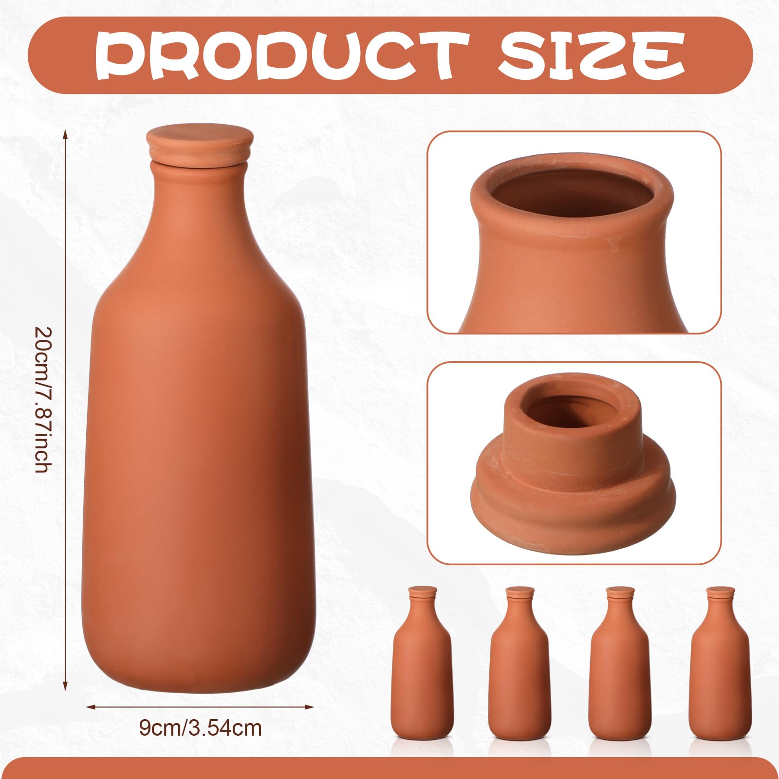2 Pcs 24oz Terracotta Ollas Self Watering Planter Inserts, Clay Plant Watering Globes, Automatic Water Irrigation Pots for Indoor Outdoor Garden Plants, Easy Refill