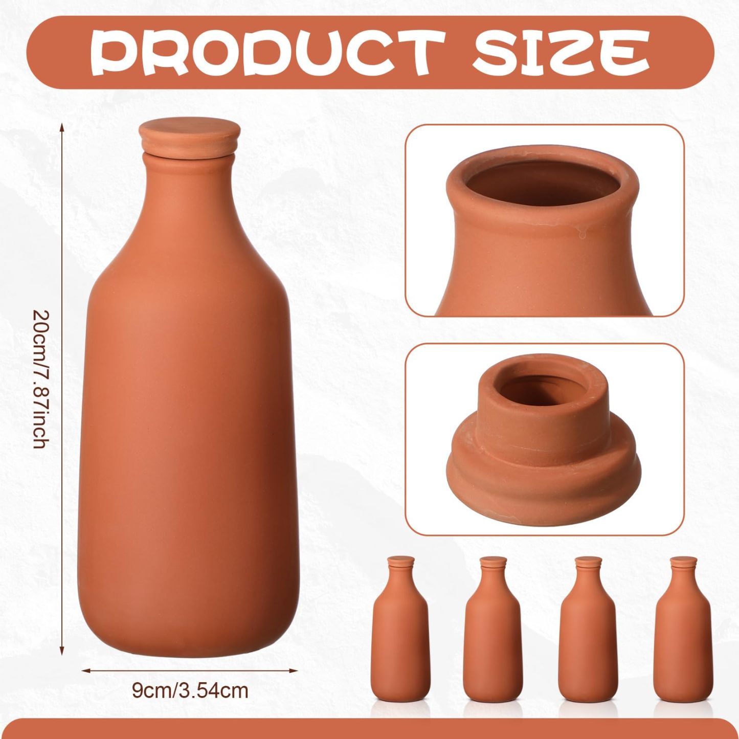 2 Pcs 24oz Terracotta Ollas Self Watering Planter Inserts, Clay Plant Watering Globes, Automatic Water Irrigation Pots for Indoor Outdoor Garden Plants, Easy Refill