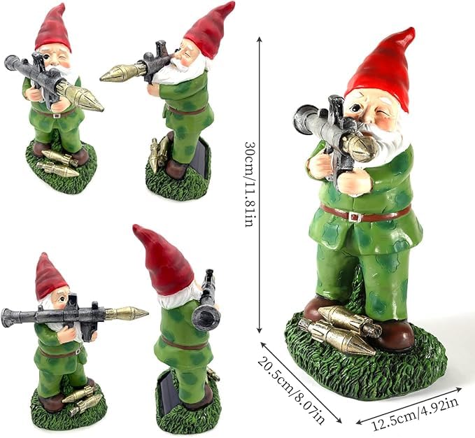 Large Garden Gnome Statue with Guns