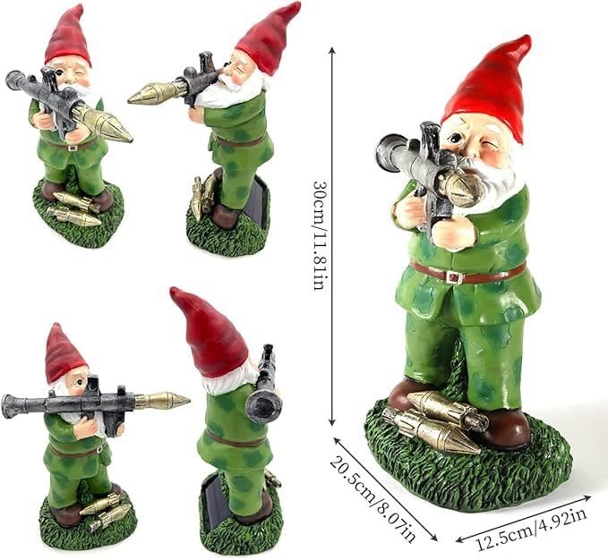 Large Garden Gnome Statue with Guns