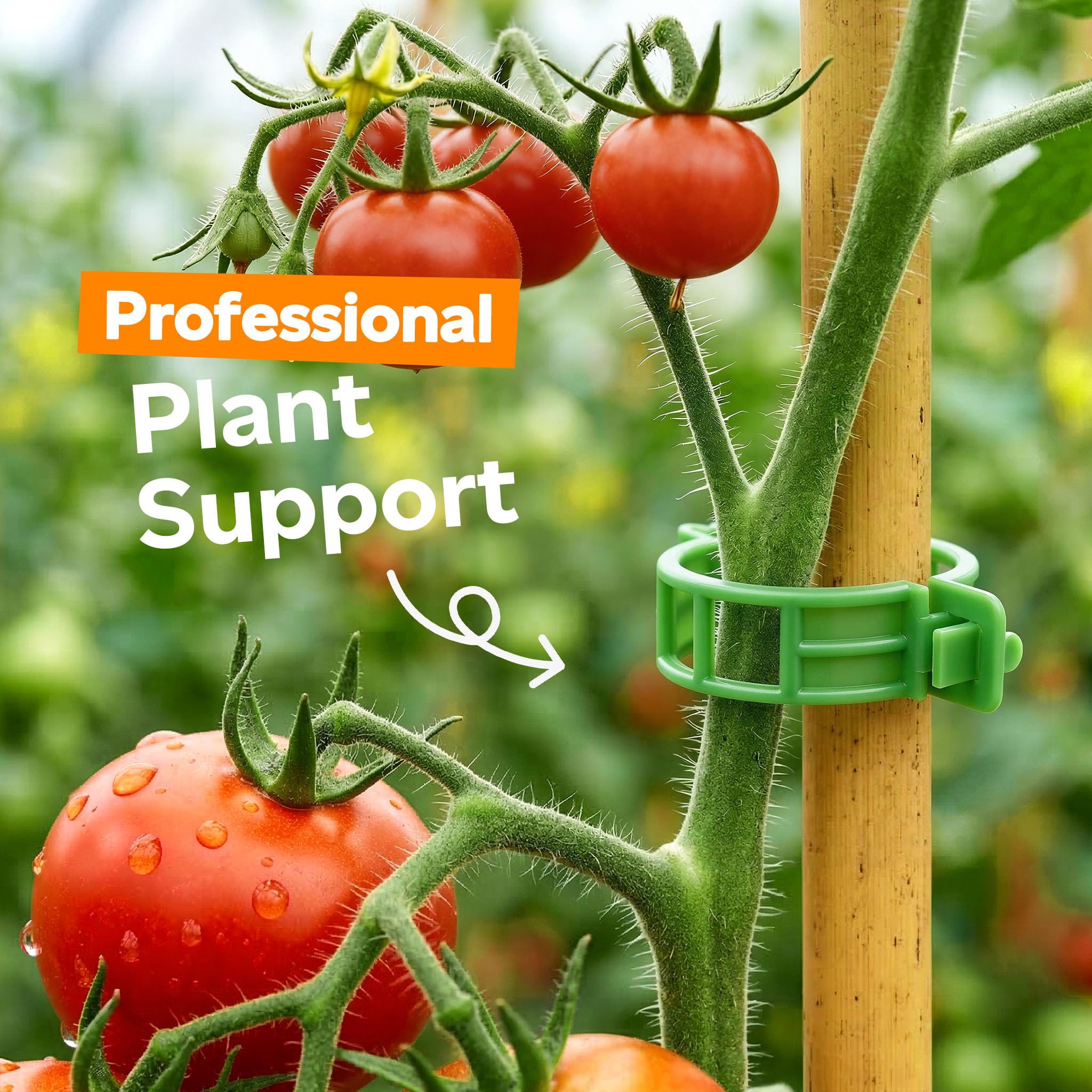 100 Pack Plastic Plant Support Clips, Reusable Garden Trellis Clips for Tomato, Grape Vines & Vegetable Plants Upright Growth
