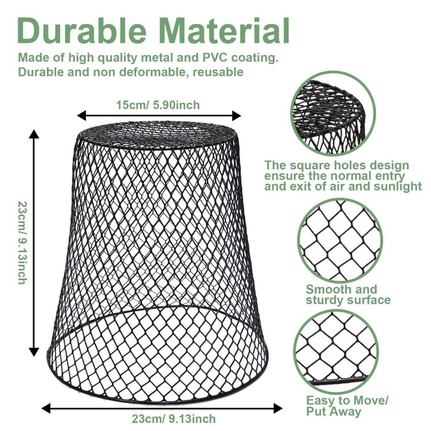 10 Pack 9.13" x 9.13" Heavy Duty Chicken Wire Plant Cloche, Garden Metal Mesh Plant Protector Cover, Animal Barrier to Keep Rabbits, Squirrels, Chickens, Birds Away from Garden Plants