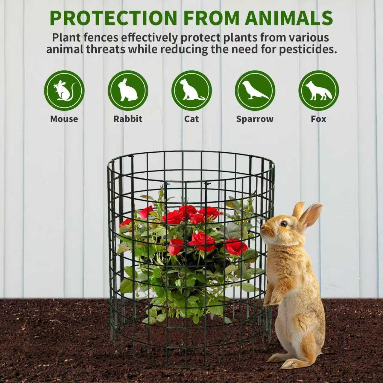 10 Packs Round Metal Plant Protector, Wire Mesh Garden Plant Cages, Outdoor Plant Barrier to Block Rabbits, Chickens and Ducks, Reusable Garden Protection for Vegetables, Flowers, Shrubs, 12'' x 12''