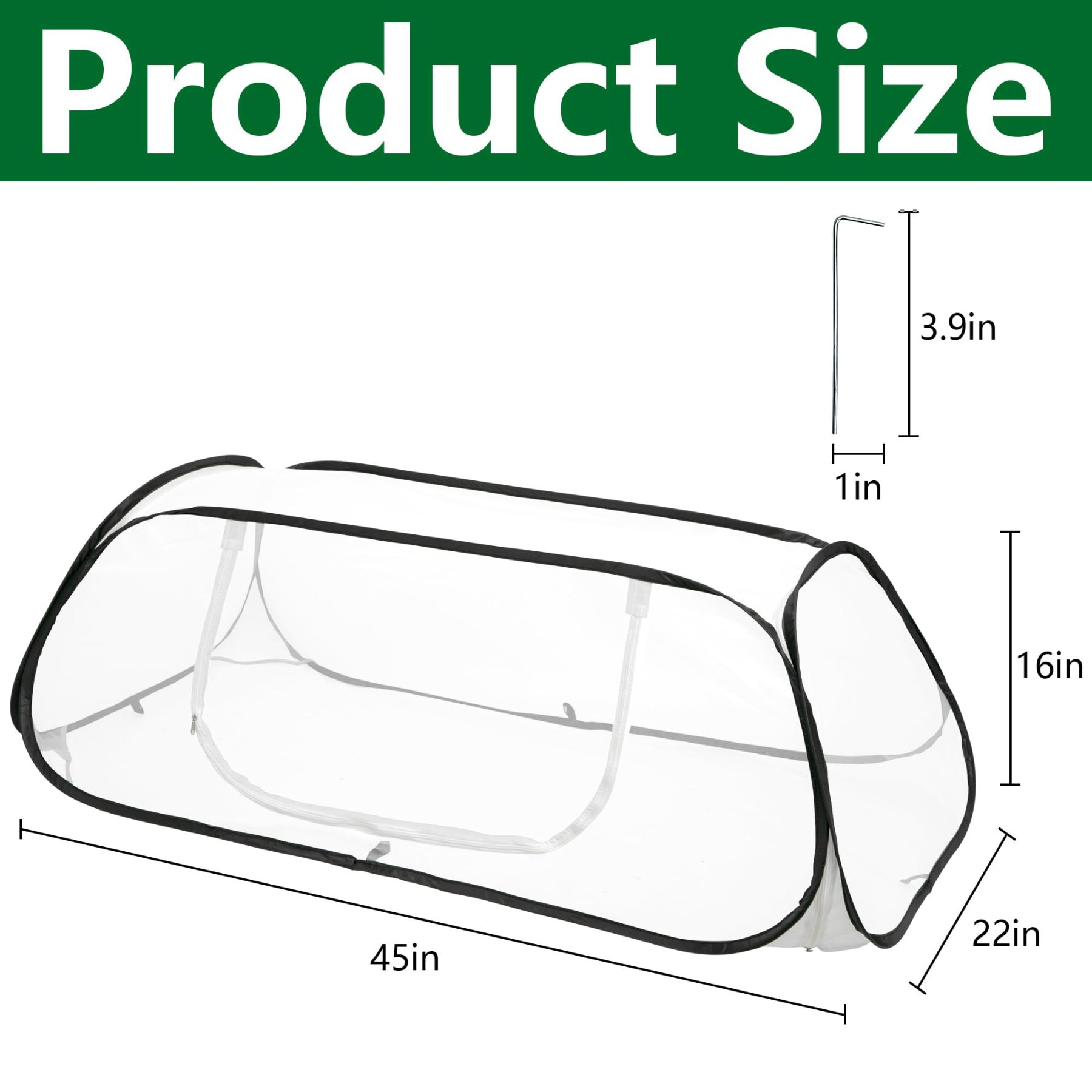 2 Pcs Pop Up Garden Row Plant Cover, 46"×22"×16" Mesh Plant Protector Cage, Insect & Bird Barrier with Stakes, Outdoor Protection for Seedlings, Vegetables and Fruits