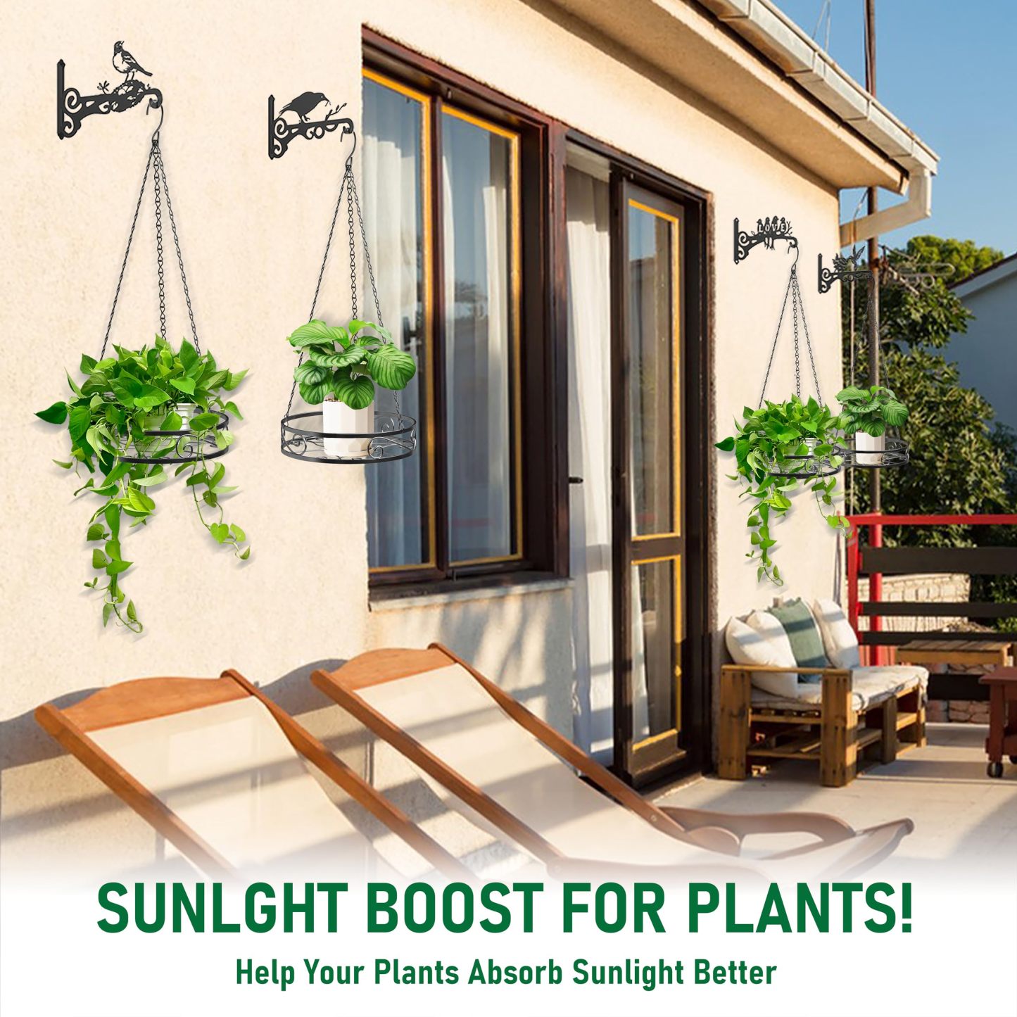 2-Pack Heavy Duty Metal Hanging Planters for Indoor Plants, Aesthetic Plant Hanger with 3 Chains & Hooks, Instant Gardening Decor