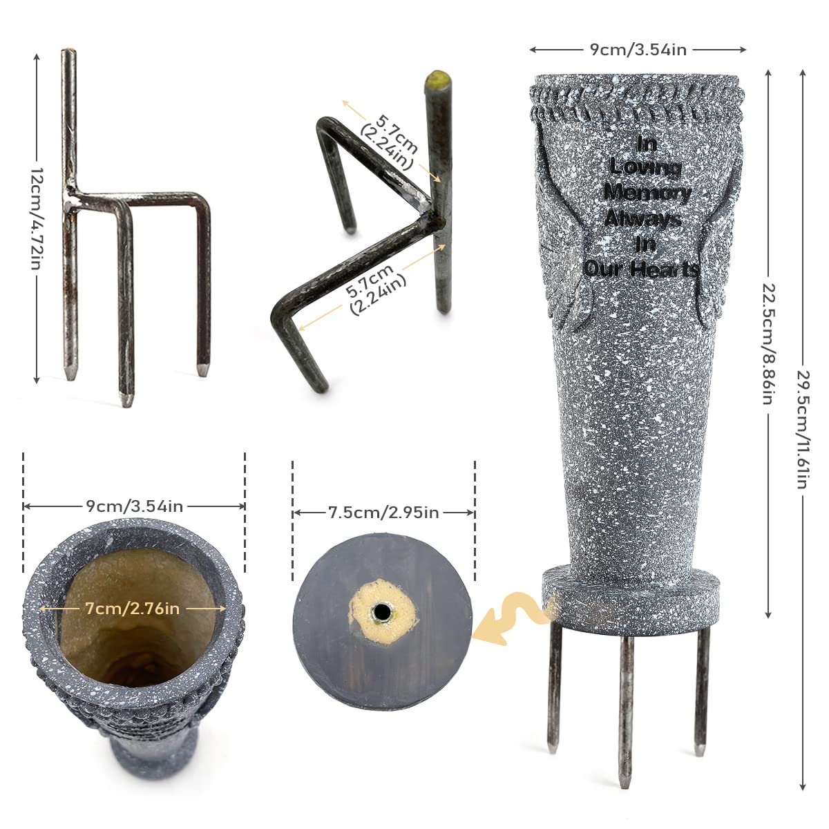 Cemetery Grave Vase with Ground Spikes