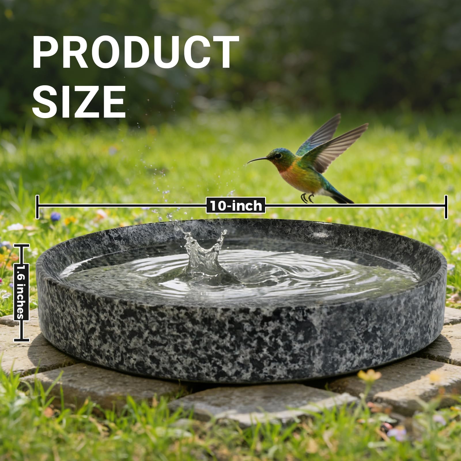 10 Inch Heavy Duty Bird Bath Bowl Only, Weather Resistant Easy to Clean, Tabletop & Ground Outdoor Garden Patio Decor