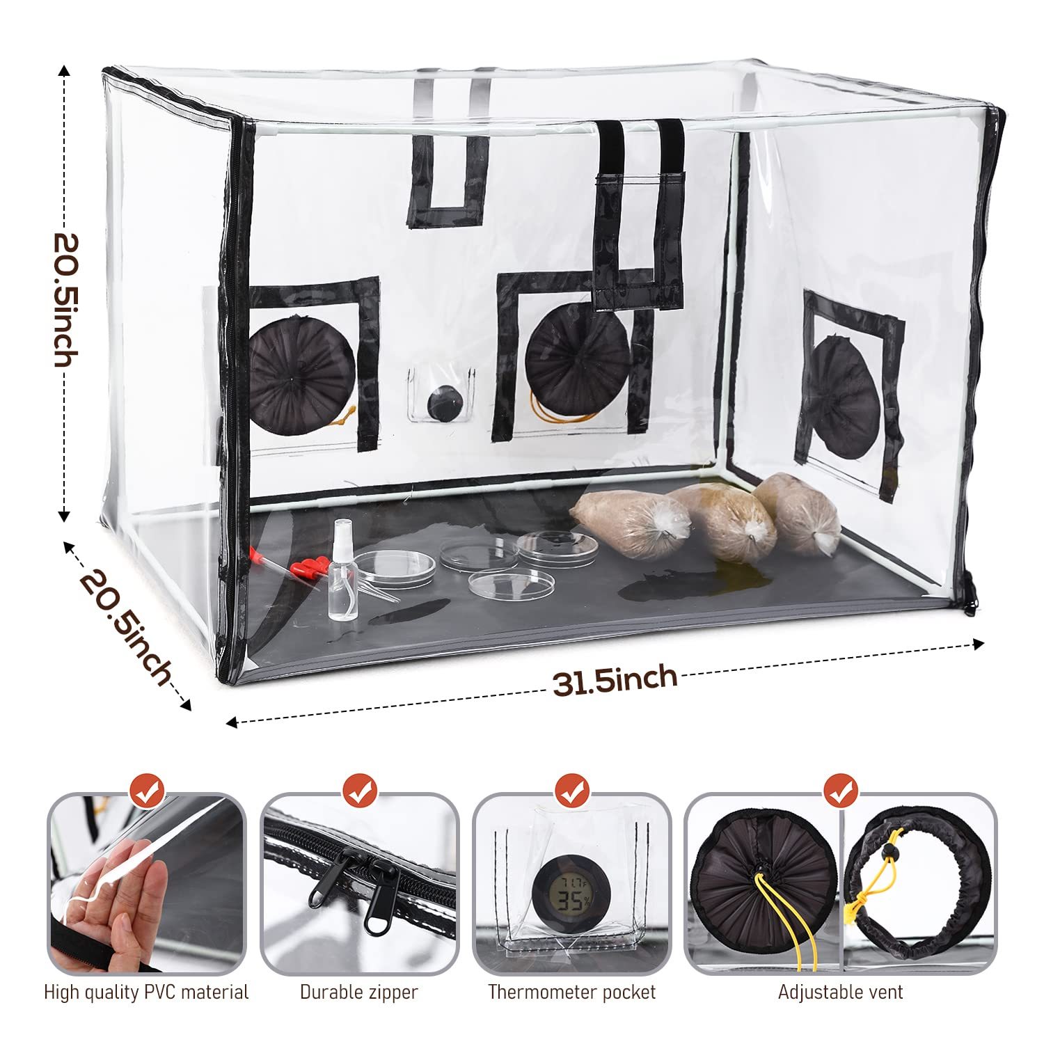 Large Still Air Box Mushroom Mycology Fume Hood Propagation StationsGrow Kit Mushroom Grow Bags Your Monotub Kit Mushroom Planting BagTent for Spores