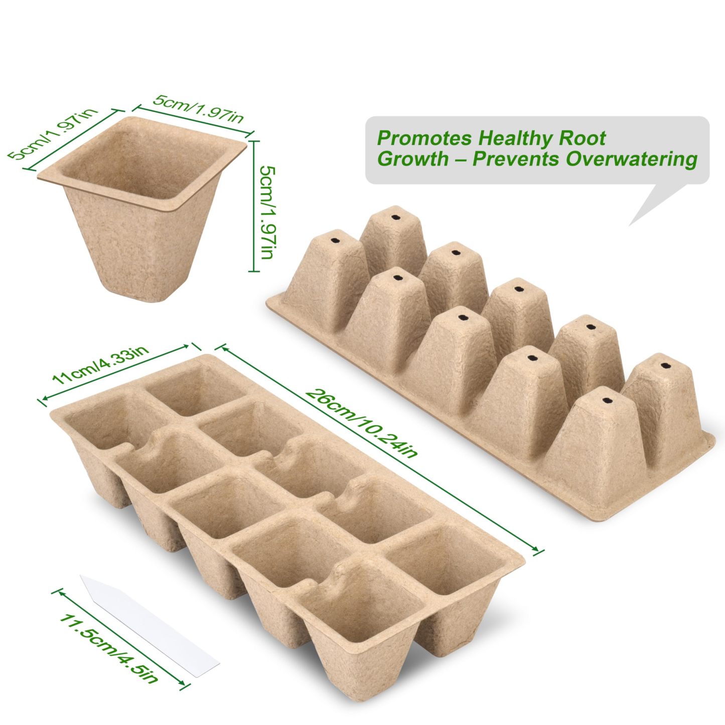 200 Cells Peat Pot Seed Starter Trays 20 Sets, Biodegradable Germination Growing Trays with Markers for Seedlings Cultivation