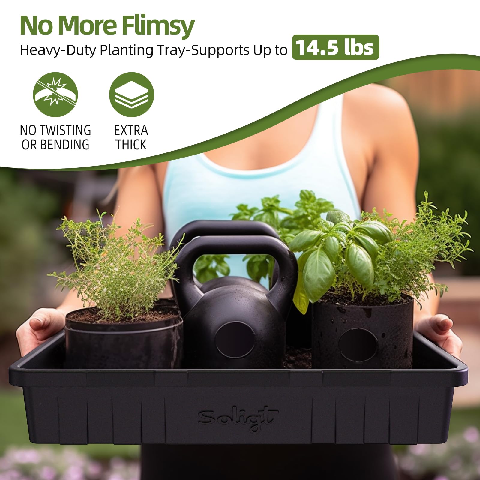 10 Pack Extra Thick Seed Starting Trays, Heavy Duty No Hole Microgreens Growing Trays, Leakproof Reusable Plant Germination Flats for Seedling Fodder Transplant 14×10.8×2.3 Inch