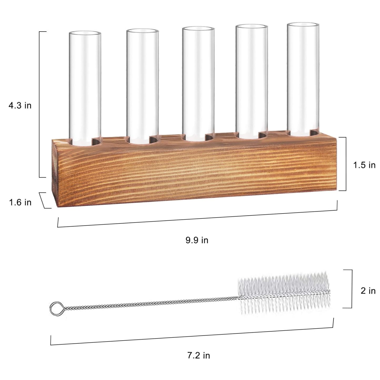 Plant Propagation Station, 5 Glass Test Tube Vases with Wooden Stand, Hydroponic Plant Terrarium, Unique Small Birthday Gardening Gifts for Women Mom Plant Lovers