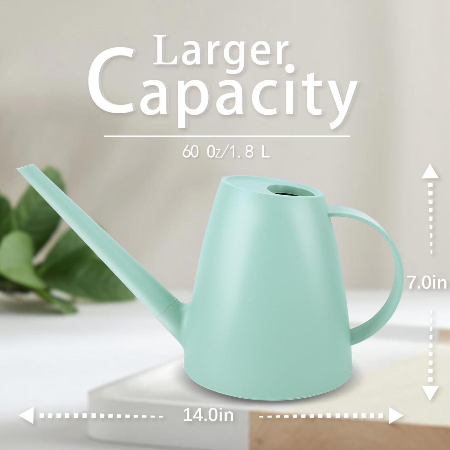 1/2 Gallon Long Spout Watering Can, 1.8L Plastic Water Pot for Home Garden Plants