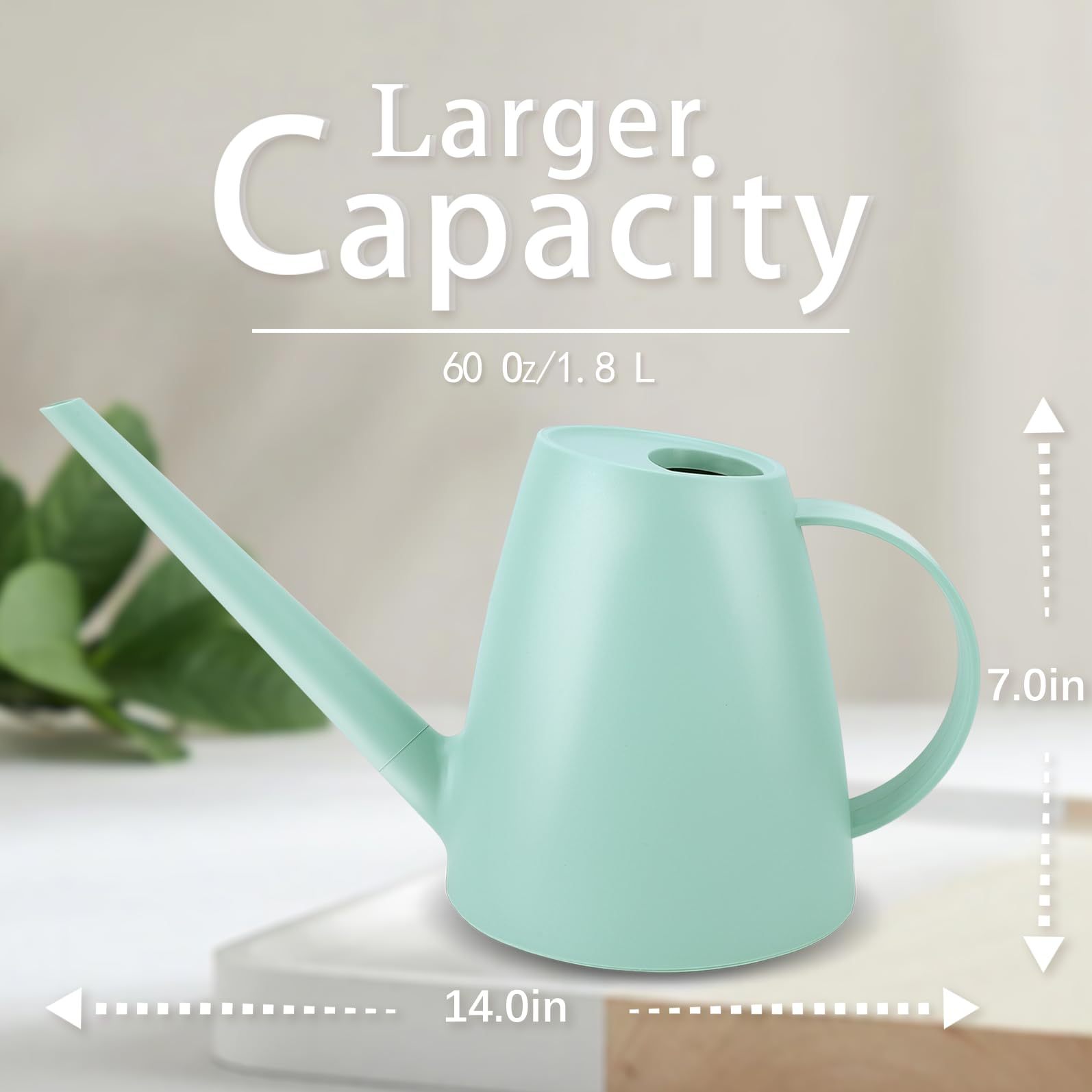 1/2 Gallon Long Spout Watering Can, 1.8L Plastic Water Pot for Home Garden Plants