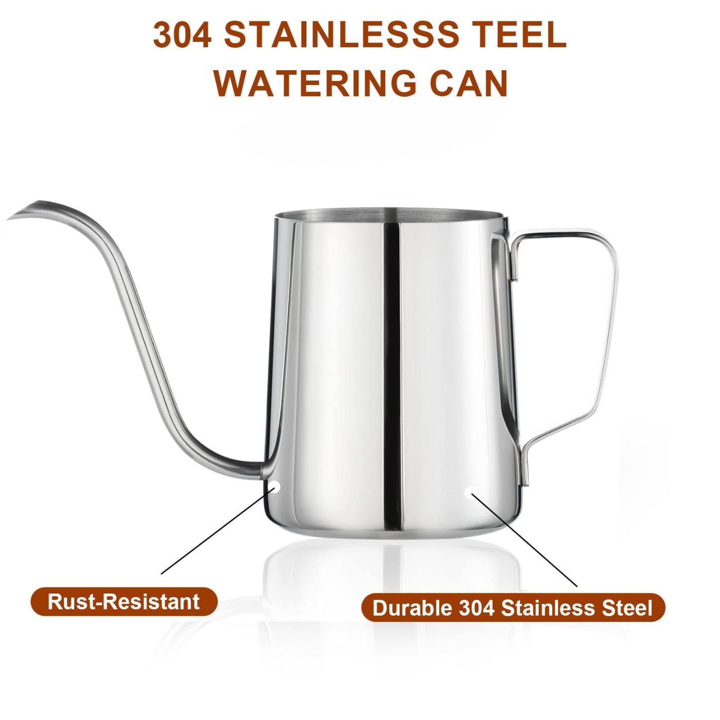 12 Oz / 350ml 304 Stainless Steel Mini Watering Can, Rust-Proof Long Spout Water Pot with Handle for Indoor Plants