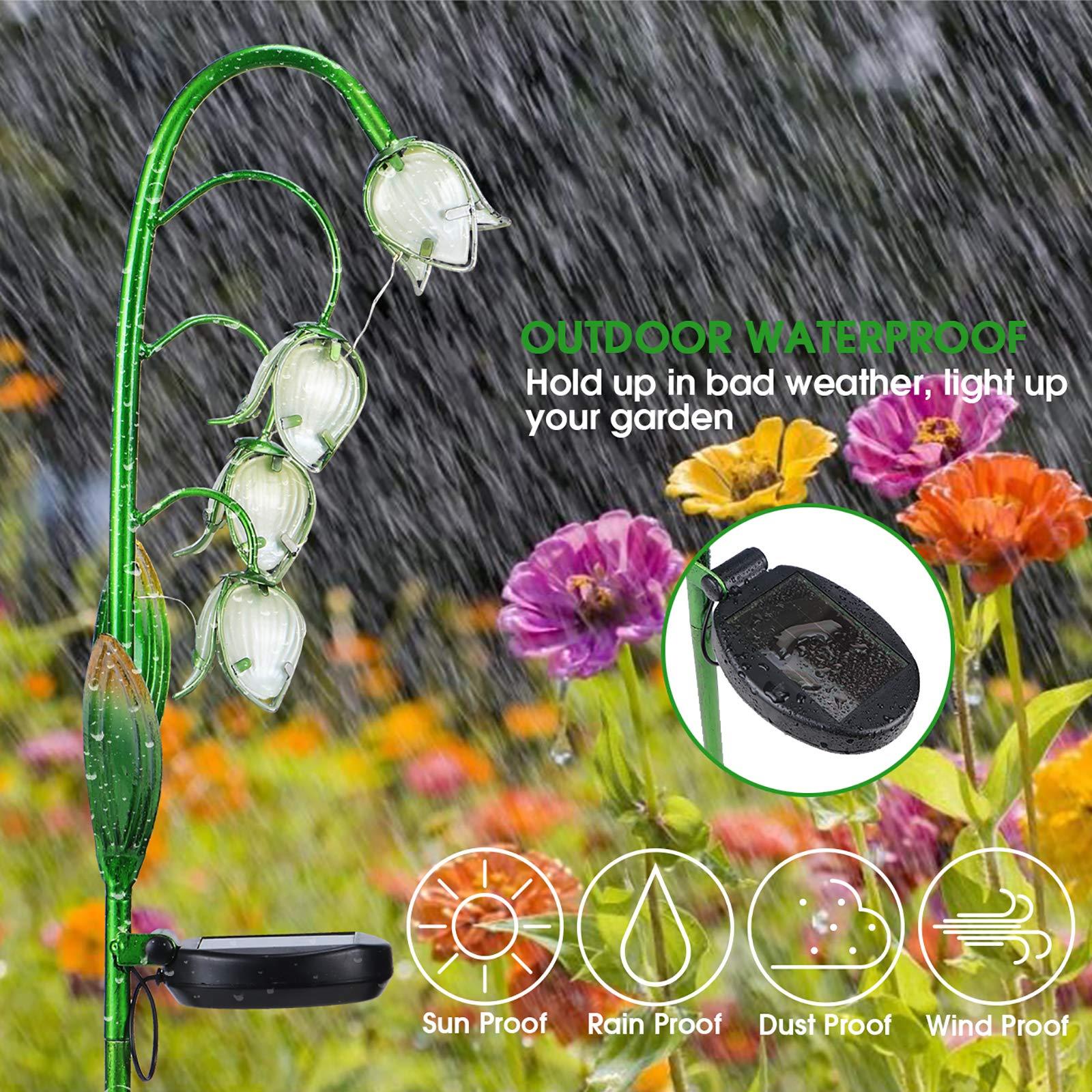 Solar Powered Glass Flower Stake Lights, Outdoor Decor for Yard, Lawn, Backyard & Landscape