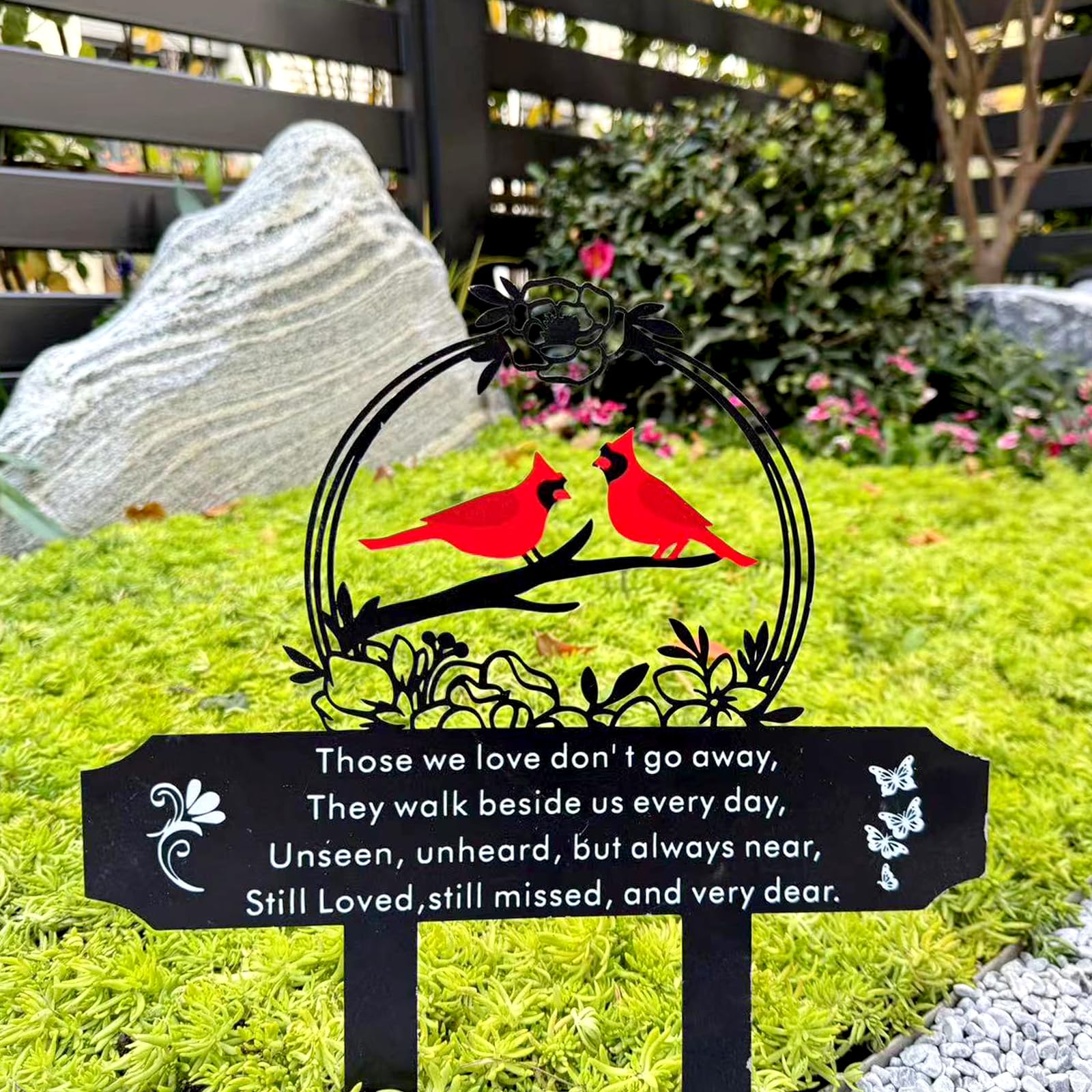 Red Cardinal Memorial Stakes, Metal Grave Markers, Cemetery Decorations, Sympathy Gift for Loss of Mother & Father, Outdoor Yard Garden Remembrance Decor