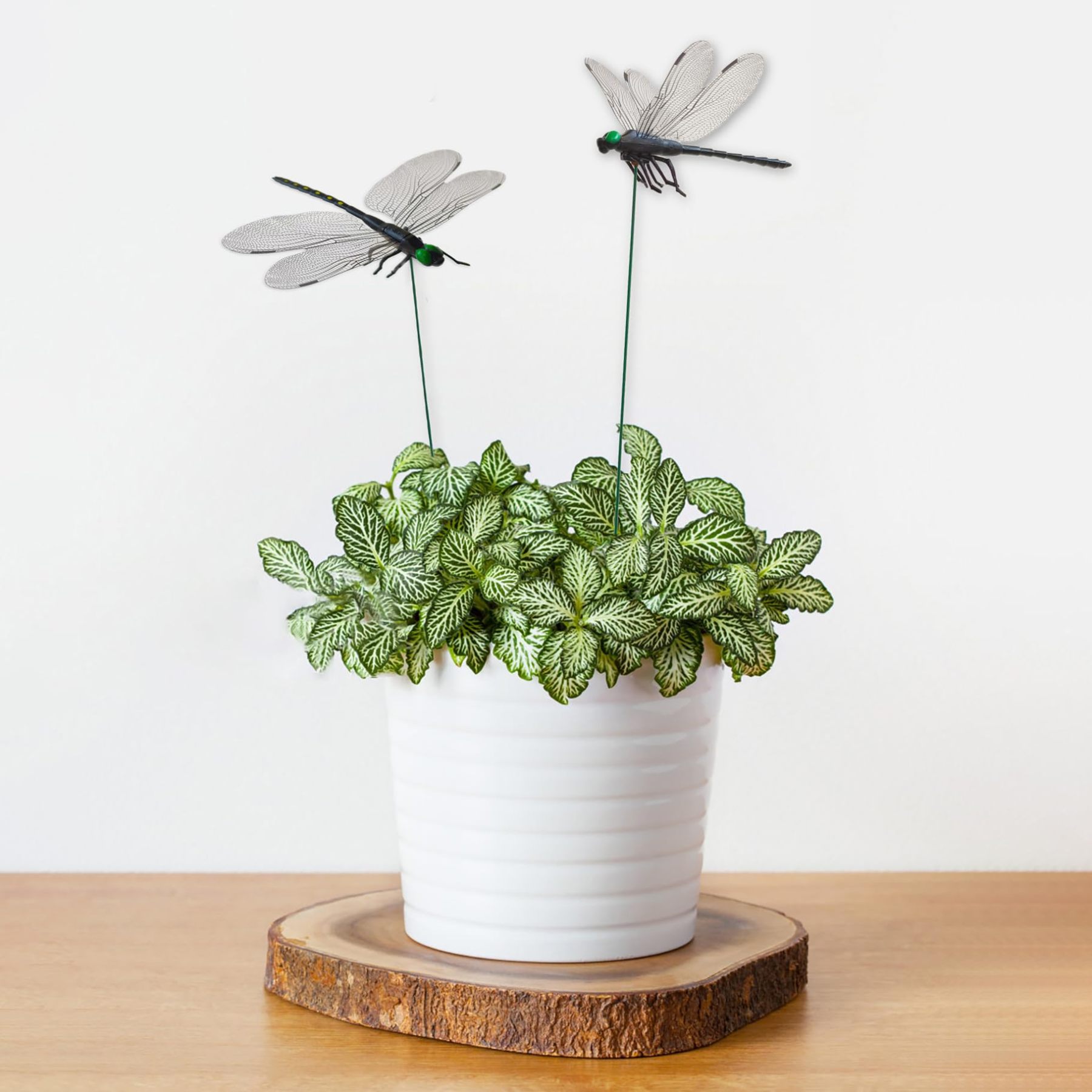 10 Pcs Lifelike 3D Dragonfly Garden Stakes, Large PVC Dragonfly Decor, Indoor Outdoor Ornaments for Yard, Balcony & Flower Pots