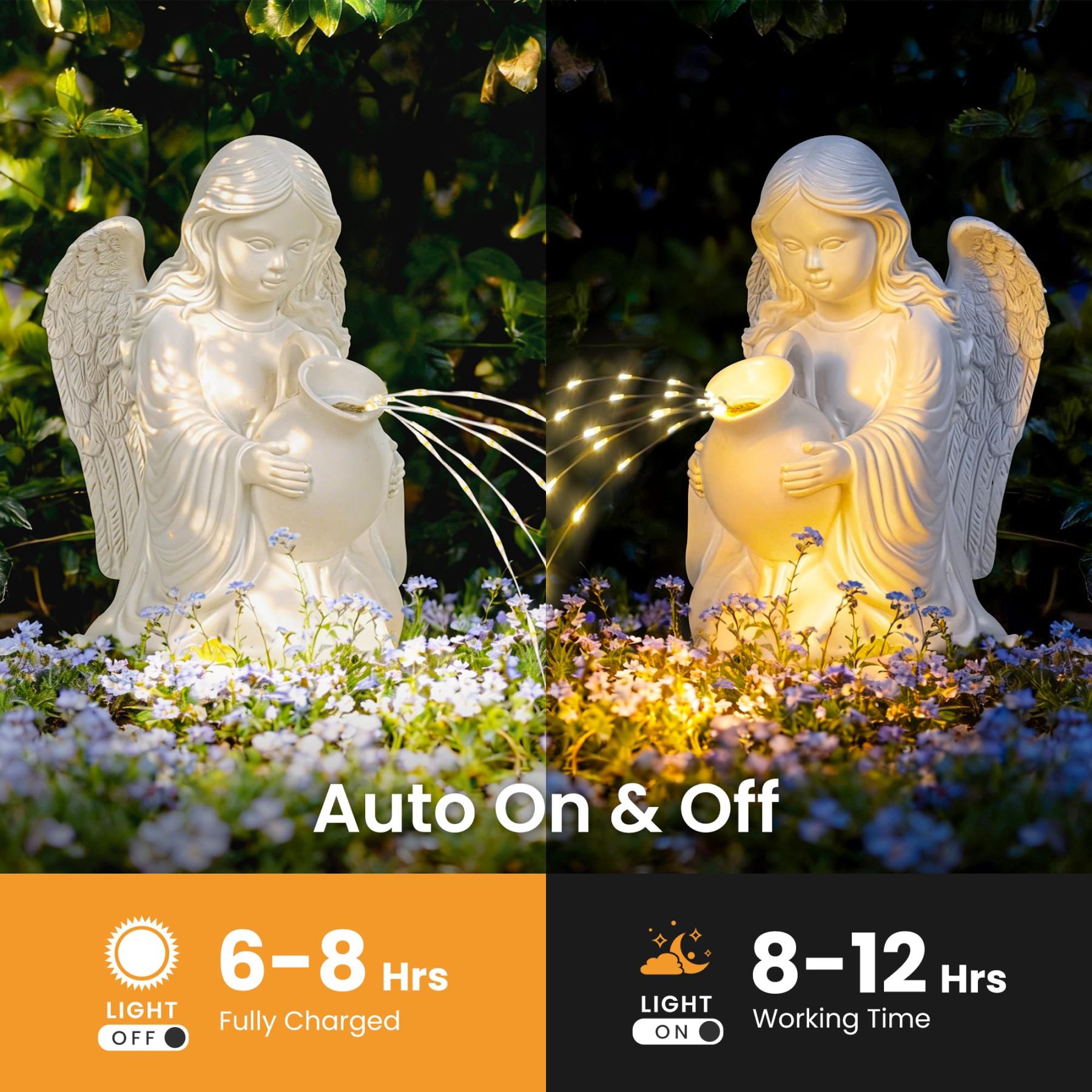Solar Angel Garden Statue with LED Lights, Waterproof Outdoor Angel Figurine Decor for Yard Patio Lawn Balcony, Ideal Birthday & Christmas Gifts for Mom & Women