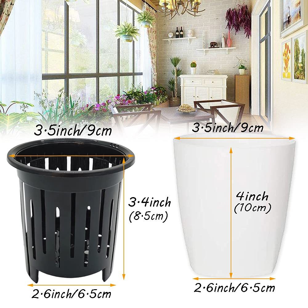 12 PCS 4 Inch Self Watering Plastic Planters with Inner Pot, White Flower Pots for Herbs, Succulents & All House Plants